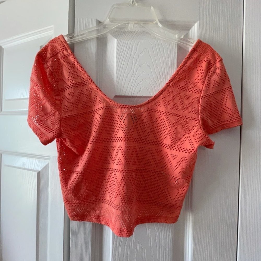 Short Sleeve Scoop Neck Crop Top